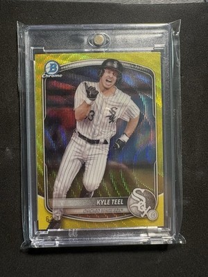 Kyle Teel 2025 Bowman Chrome Yellow Wave Refractor /75 White Sox 