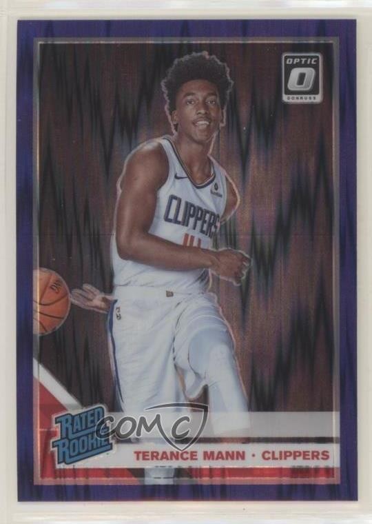 2019 Panini Donruss Optic Rated Rookie Purple Shock Prizm Terance Mann #165 pr9