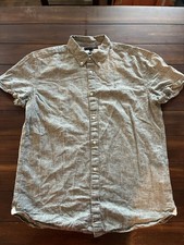 Tommy Hilfiger Short Sleeve Shirt - XL Gray Cotton Linen Blend