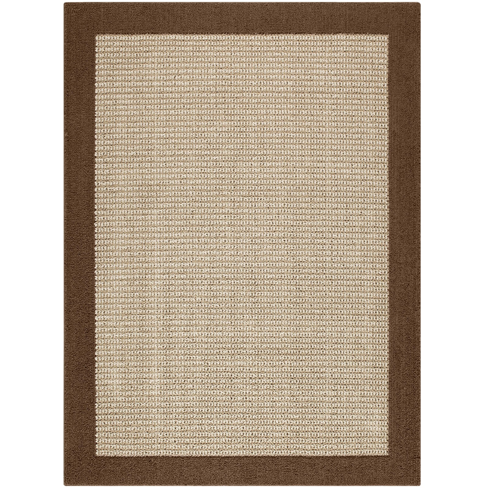Farmhouse Brown Faux Sisal High-Low Loop Indoor Area Rug 5x7