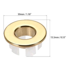 2pcs Sink Basin Trim Overflow Cover Copper Insert in Hole Round Caps Gold Tone