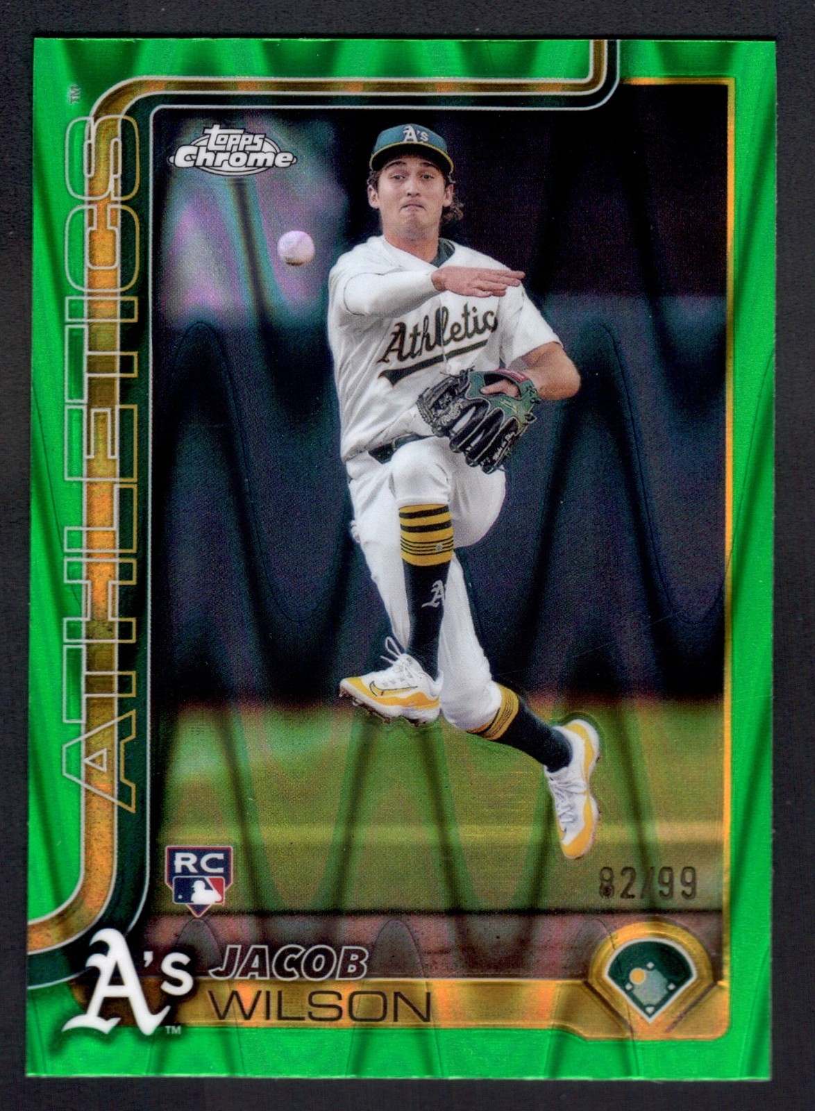 2025 Topps Chrome #96 Jacob Wilson Green Raywave Refractors #/99 color match
