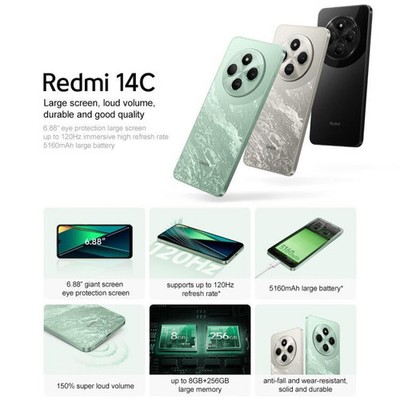 Xiaomi Redmi 14C, 4GB+128GB, 6.88 inch Xiaomi HyperOS MediaTek