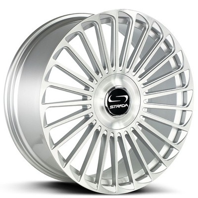 22x9.5/22x10.5 Strada Wheels Martello Brushed Face Silver Flow Rims (4pcs) A1