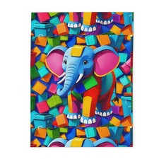 Colorful Elephant Pattern Arctic Fleece Blanket  Kids Animal Throw