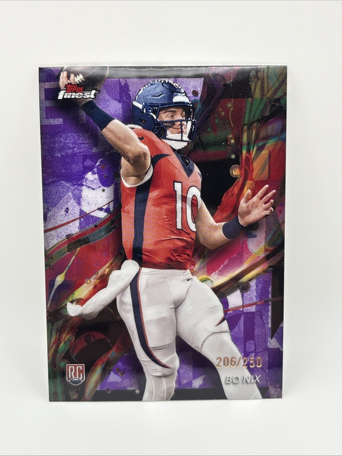 2024 Topps Finest Bo Nix #63 Purple Refractor /250 (RC)