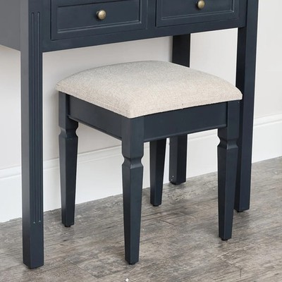 Schwarz gepolsterter Schminktisch Hocker - Daventry Black Range