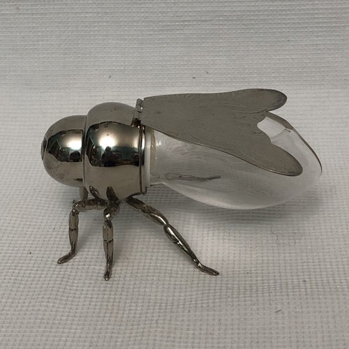 Vintage HONIGTOPF/SCHALE IN GODINGER BIENENFORM: versilbert, aufklappbare Flügel - Bild 4 von 13