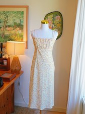 Vintage Floral Midi Dress Cottagecore Tie Strap Summer AU 8