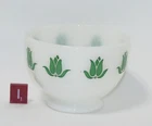Vintage SEALTEST Fire King Milk Glass Green Tulip Cottage Cheese Bowl - I