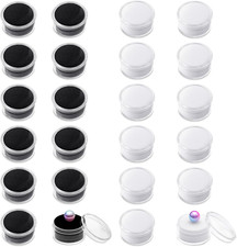 24 PCS Small Display Box Clear Storage Containers Gemstone Display Case Round Co