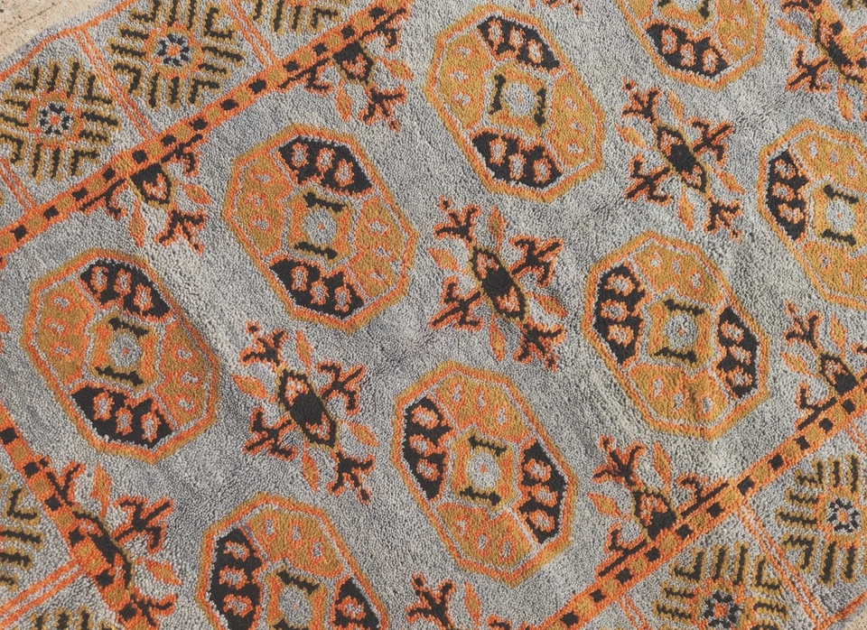 ALFOMBRA DE LANA AZUL APAGADA TRIBAL TURCO CAUCÁSICO TEJIDO A MANO ANTIGUA 4'X6' Foto 3 de 4