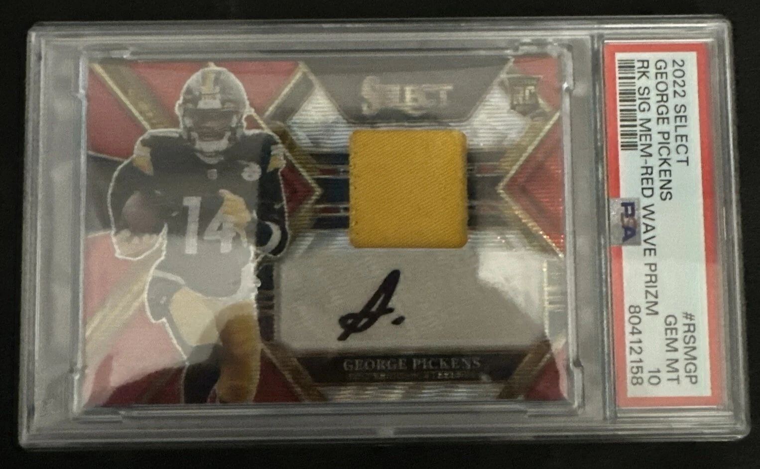 George Pickens Panini Select Rookie Signature Memorabilia #RSMGP Red Wave Prizm