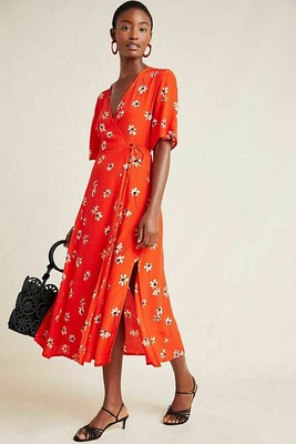 BRAND RIVERA MIDI WRAP DRESS SIZE 
