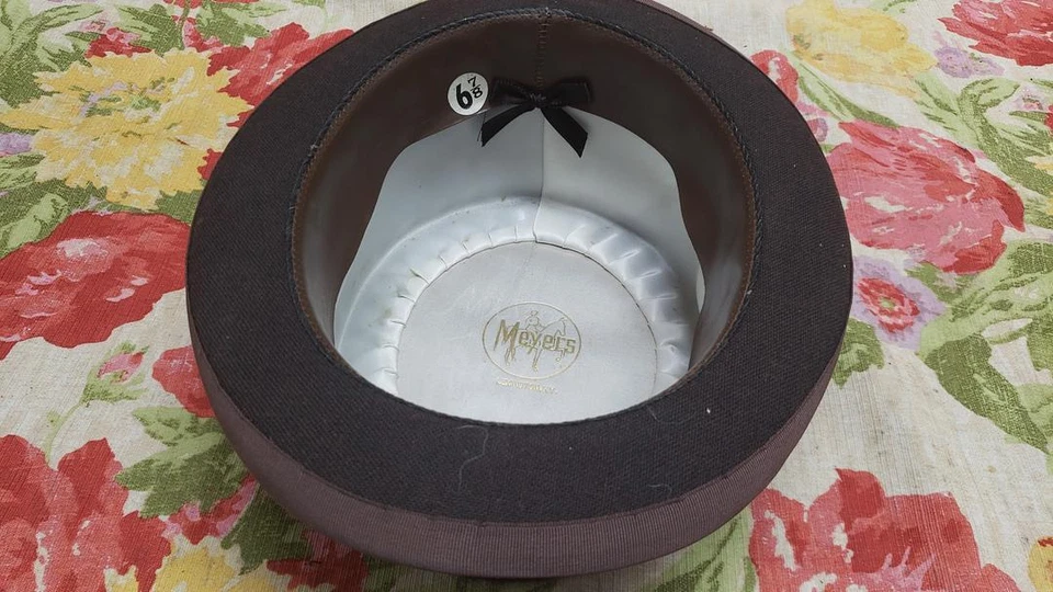 NUEVO SOMBRERO DE COPA NEGRO DE PIEL DE CASTOR MEYERS SHOW DOMA HACK INGLÉS TALLA 6 7/8 Foto 3 de 4