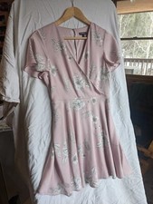 Express Size 2 Blush Pink Floral Faux Wrap Short Sleeve Mini Dress NWOT