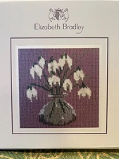 ELIZABETH BRADLEY SNOWDROPS 6"x6" 10 MESH CANVAS NEEDLEPOINT UNOPENED