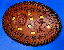 Emt American Heroes Medical Technician Hand Stitched Leather Belt Buckle