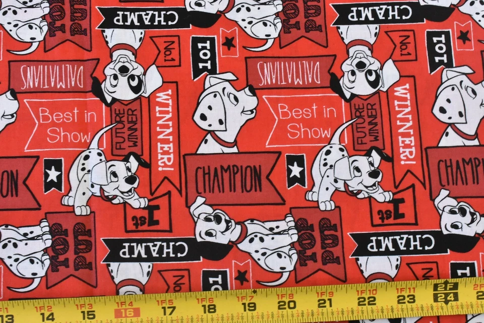 35" Long, Dalmatian Dog Best in Show on Red Quilt Cotton, Springs/Disney, P6897 - Image 3 of 4