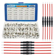BOJACK 5X20 Mm Fuse Holder Inline Screw Type with 16 AWG Red Wire + 15 Values 15