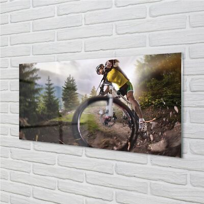 Tulup Glasbilder 120x60 Wandkunst Cloud Mountainbike