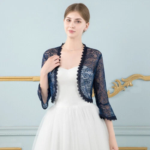Damen Spitze Bolero Festlich Shrug Jäckchen Bolerojacke Schulterjacke Hochzeiten - Bild 18 von 33