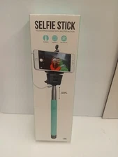 SELFIE STICK WIRED WITH SHUTTER BUTTON COLOR SEA FOAM NEW