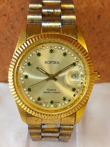 Vintage Rofina Supreme 22K Gold Plated Cable Bracelet Quartz Watch New Battery Vintage Womens Watch Gold Tone Rofina Quartz Bangle Watch  main image 3