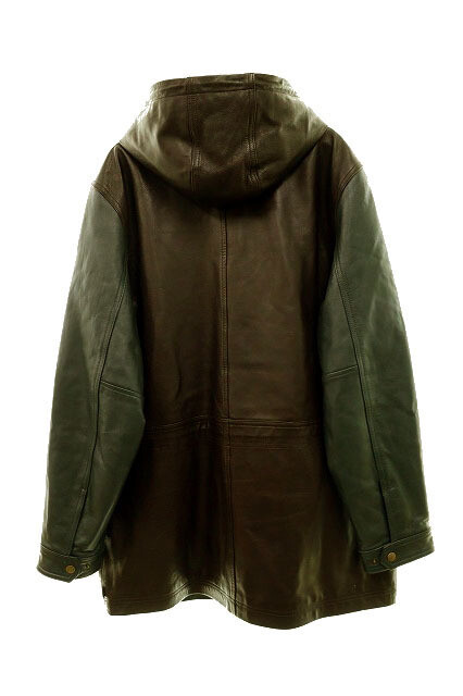 SUPREME 14AW HOODED LEATHER COAT L Hooded Leather Coat Jacket 