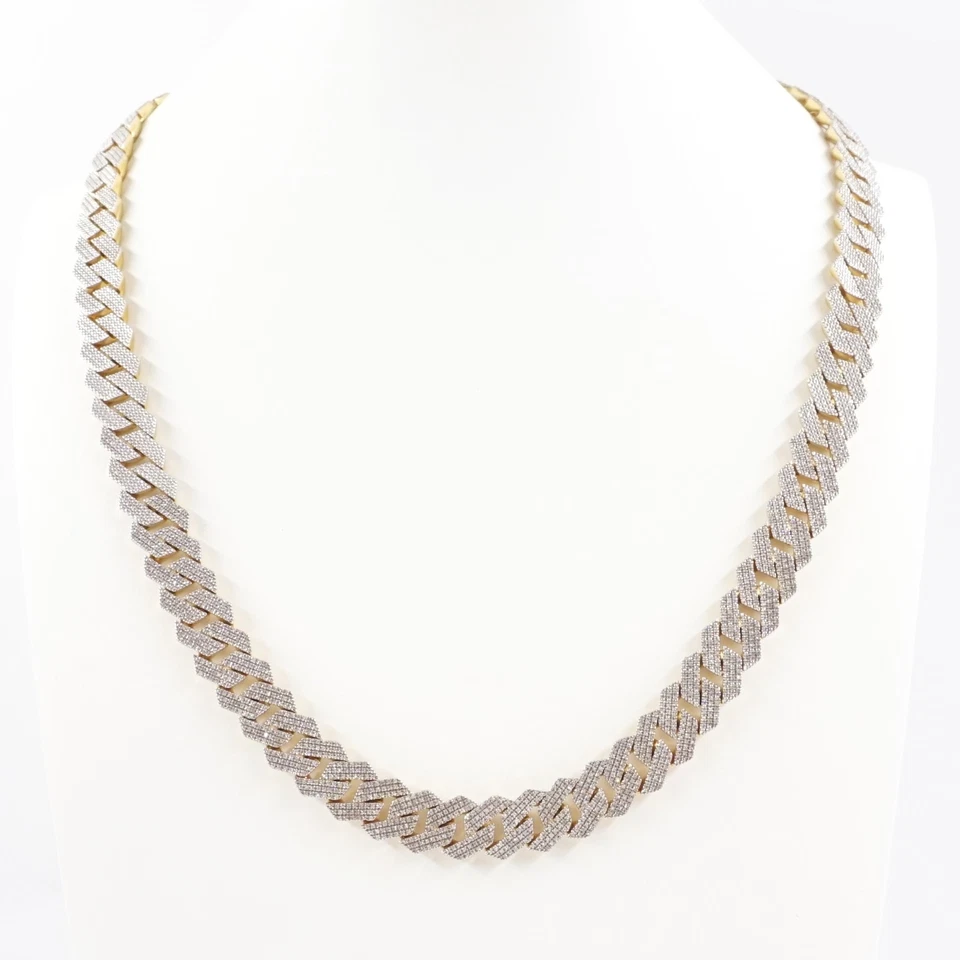 Collar y pulsera de cadena de diamantes enchapados en oro de 14 quilates de plata de ley 925 (4 CTW) Foto 3 de 4