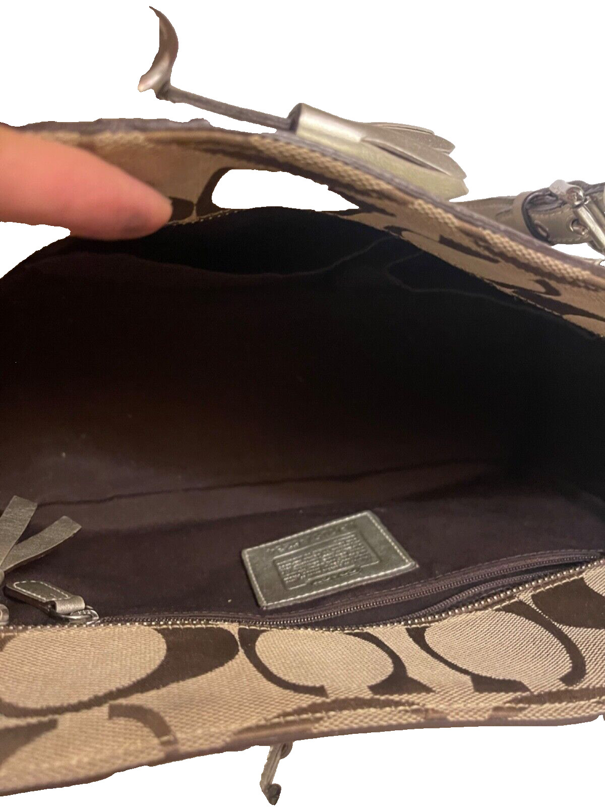 Coach handle/tote Handbag tan coach signature pat… - image 7