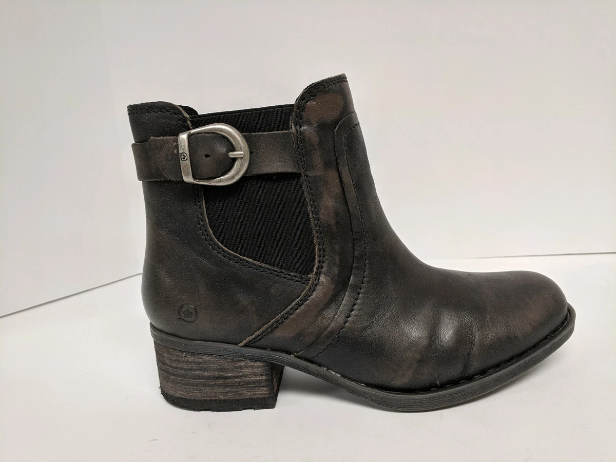 Born Mohan Dark Grey Leather Boots Womens 6.5 M