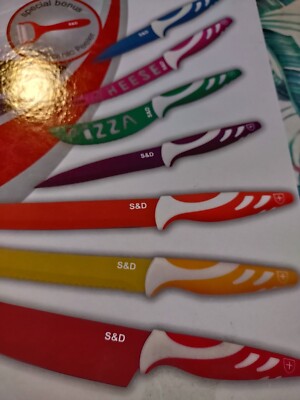 S&D LEOPARD 7 + 1 knife set &10 S & D Leopard 7+1  Kitchen Knife Set 7 Knives + Cheese Slicer Non Stick Blades main image 2