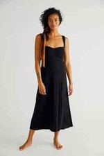 Free People Aviva Long Midi Dress, Black, X-Small, RRP $88