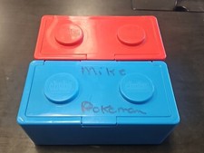 Vintage Chubs Stackables Baby Wipes Storage Containers 2 - Blue Red Empty Lego