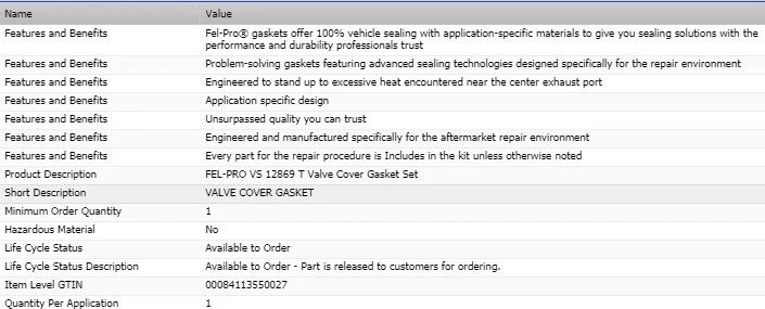 FEL-PRO Valve Cover Gasket Set For 1968-1973 GMC P35/P3500 VAN V8-5.0L - Изображение 2 из 4