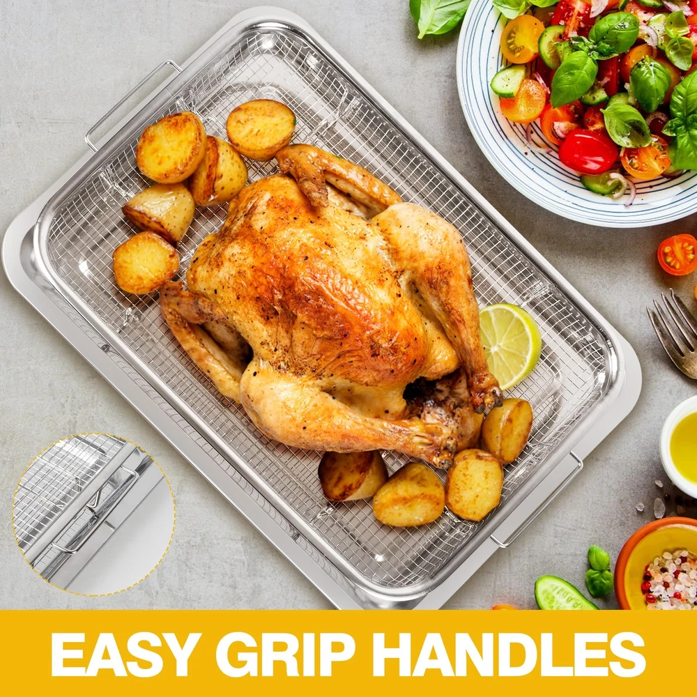 Stainless Steel 15x11 Inch Oven Air Fryer Basket Accessory  