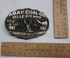 1983 QUARTER SAFETY AWARD - AMAX COAL - BELLE AYR - belt BUCKLE - listing 6950