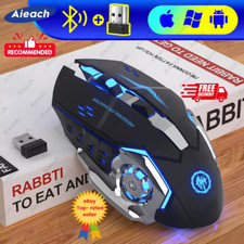 RGB Rechargeable Wireless Mouse Gaming Computer Silent Bluetooth USB Mechanical