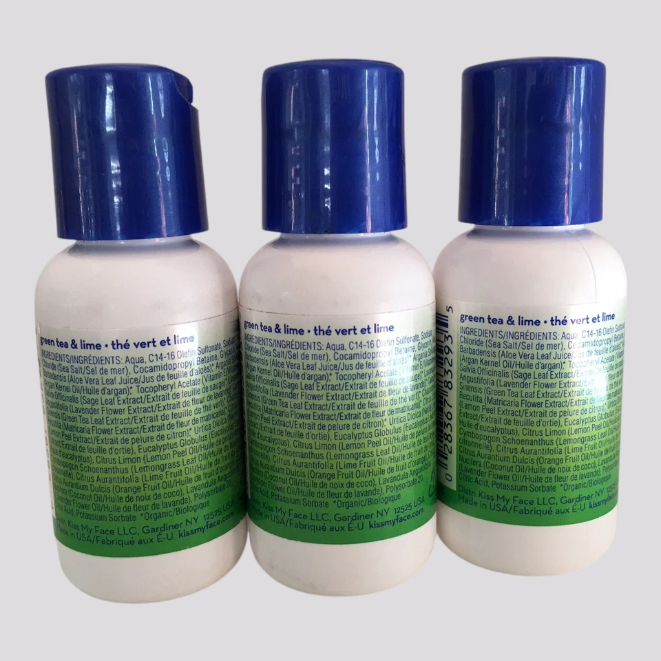 Lot of 3) Kiss My Face Whenever Travel Size Shampoos with Green Tea and Lime 1oz - Image 2 of 4
