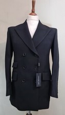 Jacob Lee Double Breasted Wool Blazer Jacket Black Size 36 Uk 8