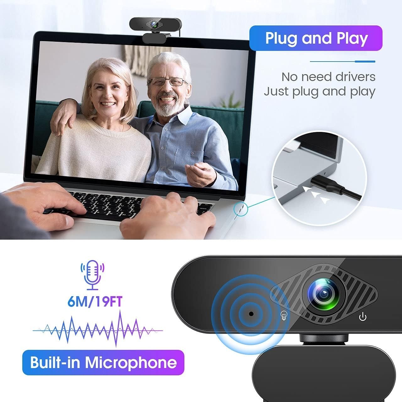 Webcam FHD 1080P avec micro antibruit pour streaming PC et console - 4