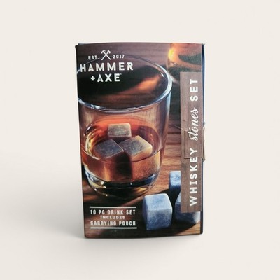 New Hammer & Axe Whiskey Stones 10 piece Drink Gift Set  Soapstone
