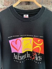 VTG AIDS Memorial Quilt Shirt Made in USA X-Large Black Single Stitch