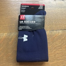 NWT Under Armour UA Soccer Youth Navy Blue Over The Calf Socks White Logo YLG