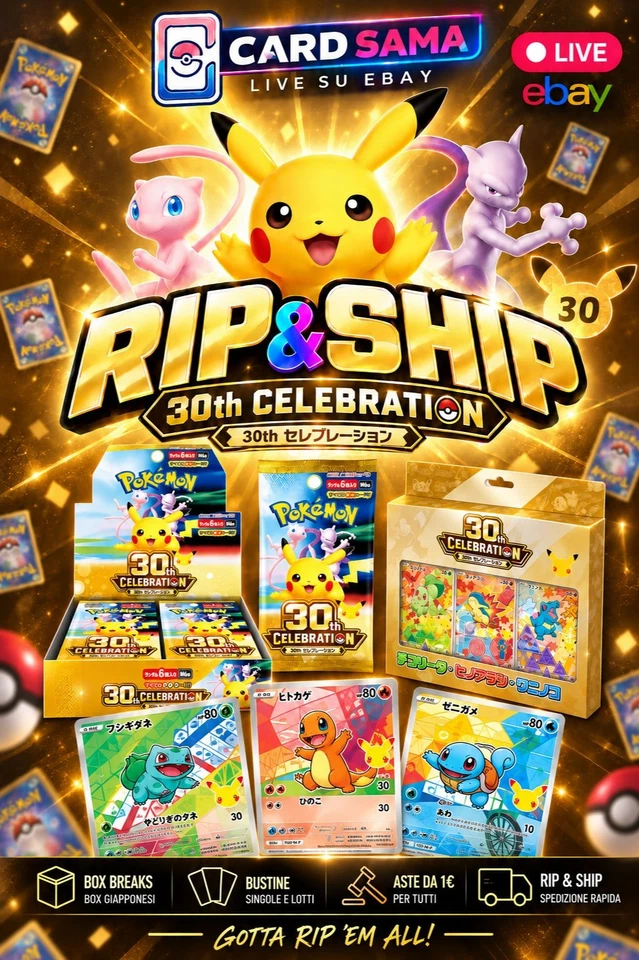 🔴 [LIVE] CARD SAMA - Rip&Ship 30th Celebration Pokémon ✨✨