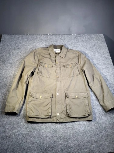 Converse Military Jacket Mens L Gray Solid Button Up Collared Pockets - product listing photo