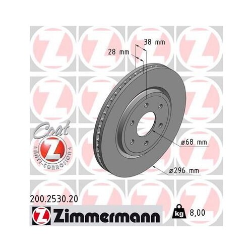 ZIMMERMANN 200.2530.20 Disco freno Assale anteriore, ventilazione interna, rivestito - Immagine 2