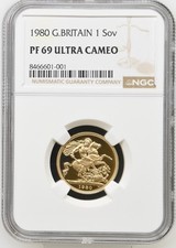 1980 Gold Proof Sovereign, Elizabeth II, NGC PF69 ULTRA CAMEO