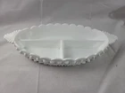 Vintage Fenton Hobnail 12" Oval Milk Glass 3 Section Divided Serving Dish -FR SH